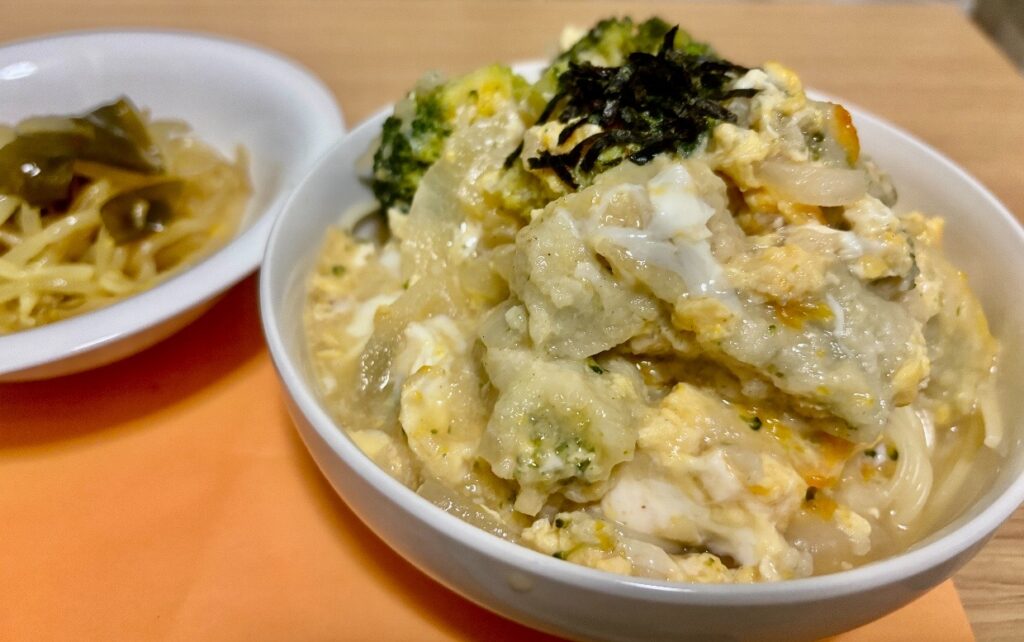 親子丼風のスパゲティ
