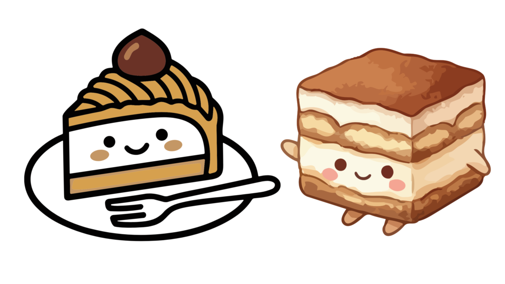 モンブランケーキとティラミスのイラスト