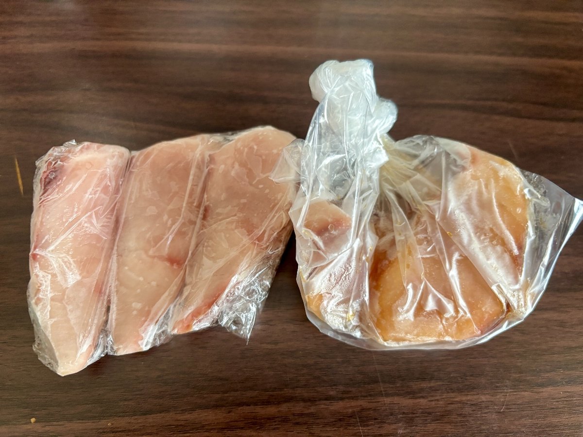 5日間冷凍した素のままのはまちとめんつゆ漬けのはまち